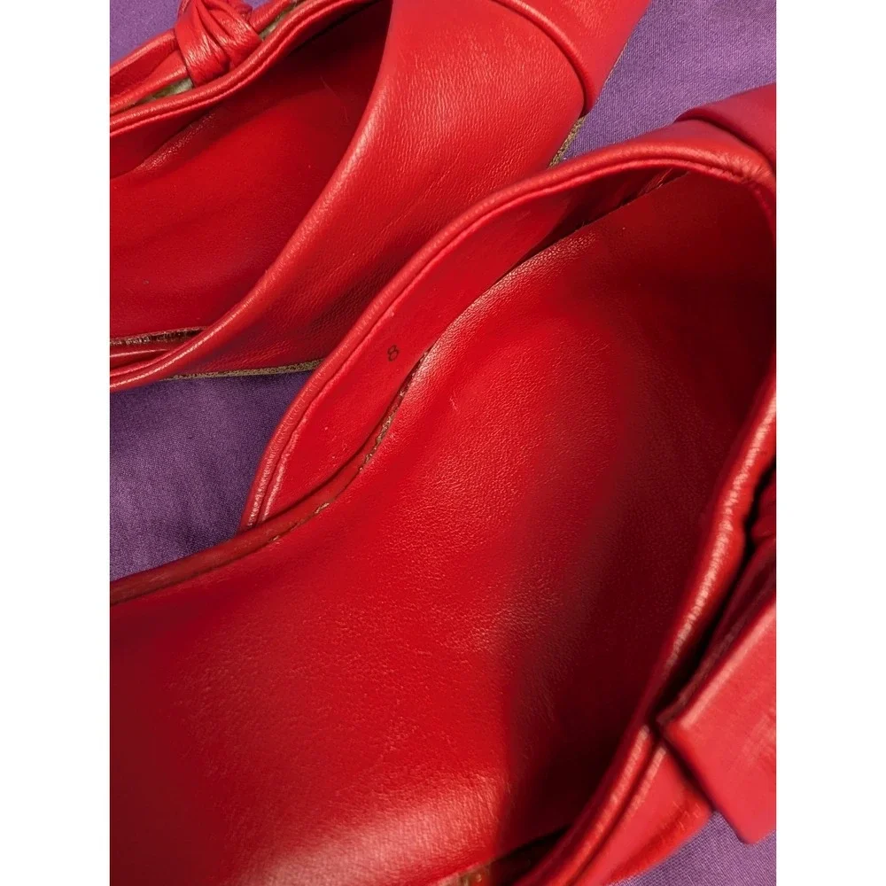 Seychelles Leather Raquel Red Sz 8 Goth Pointed Toe Layered Bow Slip on 3